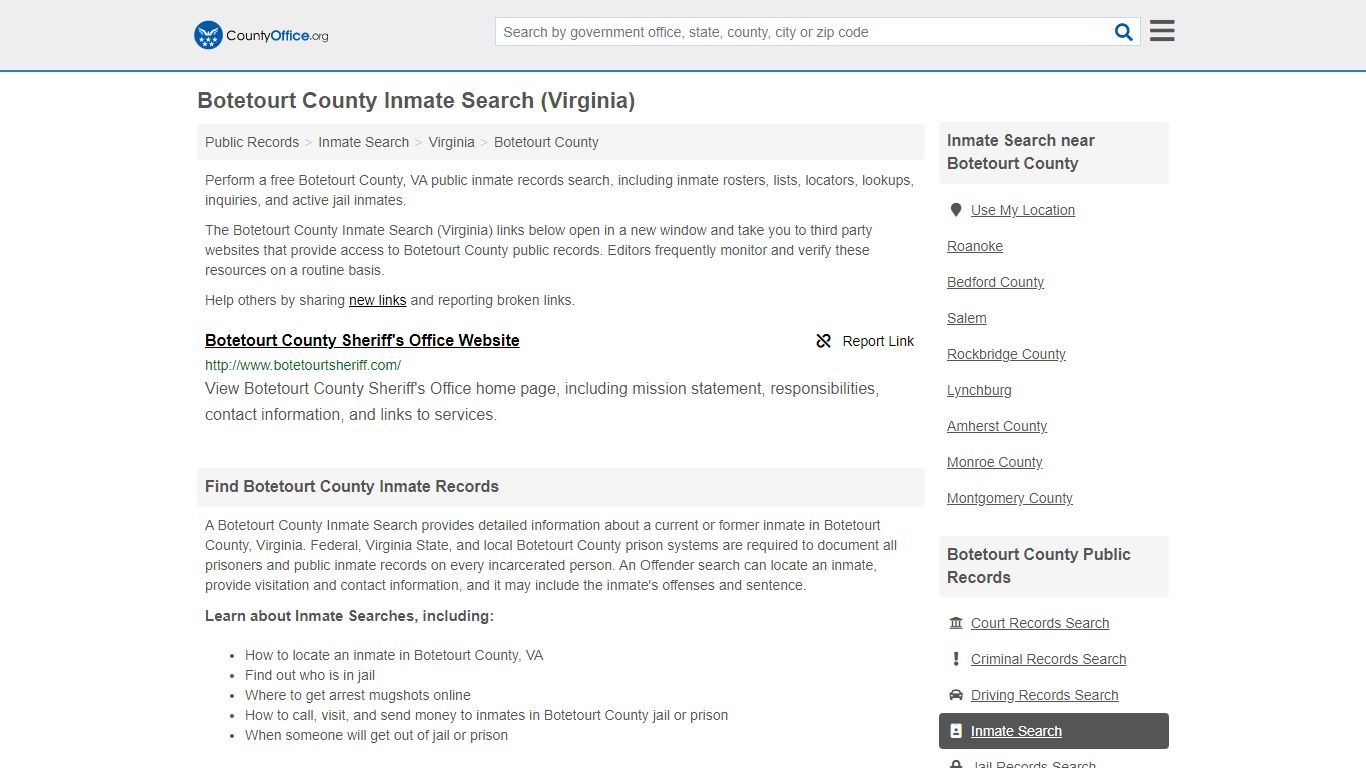 Inmate Search - Botetourt County, VA (Inmate Rosters ...