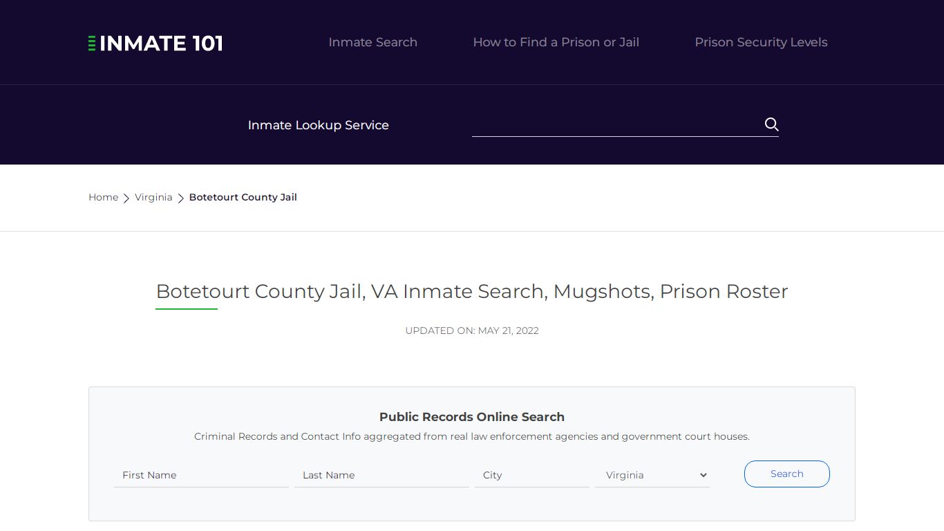 Botetourt County Jail, VA Inmate Search, Mugshots, Prison ...